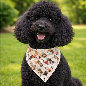 Cute Dog Bandana with Cartoon Print
